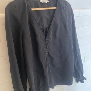 Sezane Black Button Top